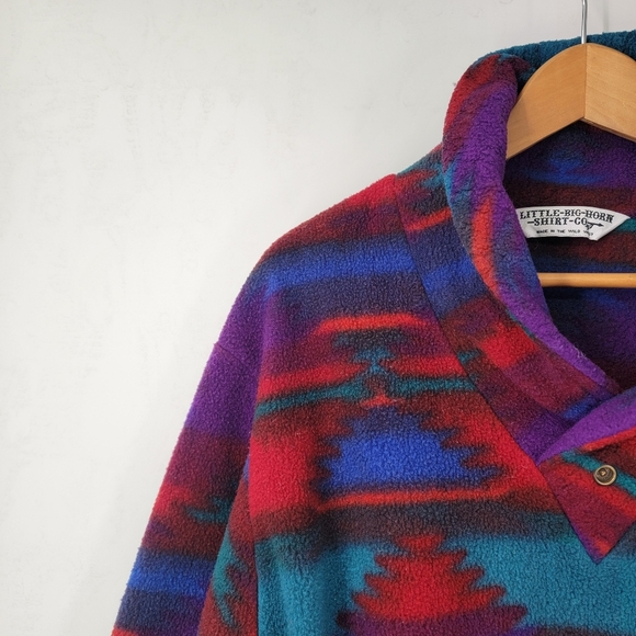 Little Big Horn Fleece Pullover Men's Medium Retro Vintage Wild West Low Pile - Picture 2 of 15
